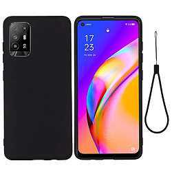 Coque en silicone Liquide de couleur unie avec sangle souple noir pour votre Oppo F19 Pro+ 5G