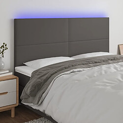 vidaXL Tête de lit à LED Gris 200x5x118/128 cm Similicuir