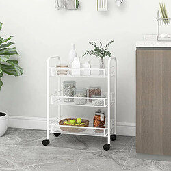 Maison Chic Desserte de cuisine à 3 niveaux | Chariot de cuisine | Meuble de rangement roulant Blanc 46x26x64 cm Fer -GKD10420