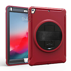 Coque en TPU Rotatif sur 360 degrés avec béquille et dragonne réglable rouge pour votre Apple iPad 9.7 (2018)/9.7(2017)/Air/Air 2/Pro 9.7 (2016)