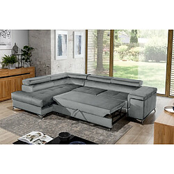 VENESETTI Canapé d'angle convertible - ERWAN - en tissu luxe 5 places, gris, angle gauche (vu de face)