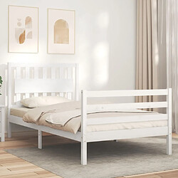 Avis Maison Chic Cadre/structure de lit et tête de lit pour adulte - Lit Moderne Chambre blanc 100x200 cm bois massif -MN13564