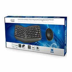 Adesso WKB-1150CB, Sans fil, RF sans fil, Clavier à membrane, QWERTY, Noir, Souris incluse