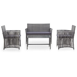 Maison Chic Salon de jardin 4 pcs - Table et chaises d'extérieur - Mobilier/Meubles de jardin Moderne avec coussin Résine tressée Anthracite -MN33013