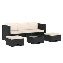 Maison Chic Salon de jardin 4 pcs + coussins - Mobilier/Meubles de jardin - Table et chaises d'extérieur Résine tressée Noir -MN41543