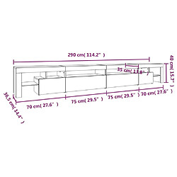 vidaXL Meuble TV avec lumières LED Chêne sonoma 290x36,5x40 cm pas cher