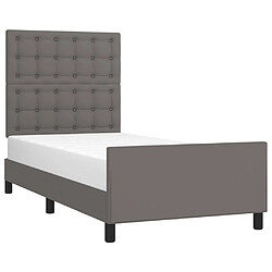 Avis Maison Chic Lit adulte - Cadre Structure de lit avec tête de lit Contemporain Gris 90x200 cm Similicuir -MN93402