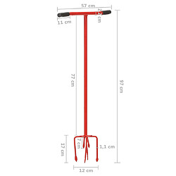 vidaXL Griffe de jardin Rouge Acier pas cher