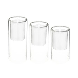 Atmosphera, Createur D'Interieur Coffret de 3 bougies LED double en verre Transparent - ATMOSPHERA