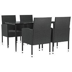 vidaXL Ensemble à manger de jardin 5 pcs noir résine tressée et acier