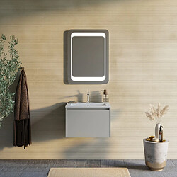 Kiamami Valentina ARMOIRE DE SALLE DE BAIN 60CM COULEUR SABLE, LAVABO ET MIROIR 60X80 | MONACO