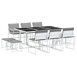 vidaXL Ensemble à manger de jardin avec coussins 11pcs blanc textilène