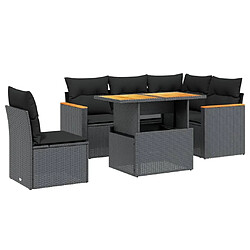 Maison Chic Ensemble Tables et chaises d'extérieur 6pcs avec coussins,Salon de jardin noir résine tressée -GKD742762