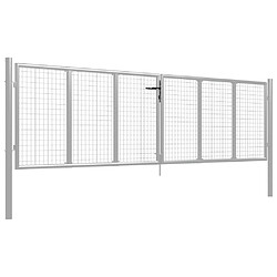 vidaXL Porte de jardin Acier galvanisé 415x150 cm Argenté