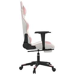 Avis vidaXL Chaise de jeu avec repose-pied Blanc et rose Similicuir