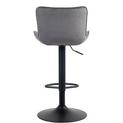 Avis Decoshop26 Tabouret de bar x1 coutures décoratives pied trompette hauteur réglable en métal noir assise en velours gris foncé 10_0004861