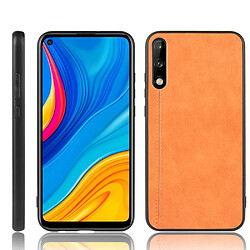 Wewoo Coque Pour Huawei Enjoy 10 Antichoc Peau de vache à coudre Motif PC + PU + TPU Case Orange