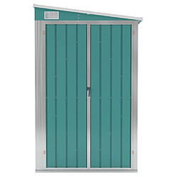 Helloshop26 Abri de jardin cabane cabanon maison de stockage remise extérieur hangar outils robuste mural 118 x 194 x 178 cm acier galvanisé vert 02_0022338