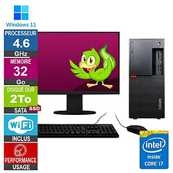 Lenovo M920t i7-8700 4.60GHz 32Go/2To SSD Wifi W11 + Ecran 19 - Reconditionné