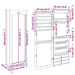 vidaXL Armoire à bijoux avec miroir murale 37,5x10x106 cm pas cher