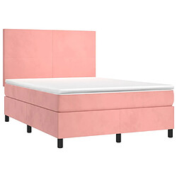 Avis Maison Chic Lit adulte- Lit + matelas,Sommier à lattes de lit avec matelas Rose 140x190 cm Velours -GKD91417