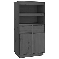 vidaXL Buffet haut Gris 60x40x116,5 cm Bois massif de pin