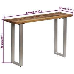 vidaXL Table console Bois de récupération et acier 120x35x76 cm pas cher