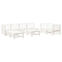 Maison Chic Salon de jardin 9 pcs - Table et chaises d'extérieur - Mobilier/Meubles de jardin Moderne Blanc Bois de pin massif -MN23050