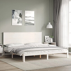 Avis Maison Chic Lit adulte - Cadre Structure de lit avec tête de lit Contemporain blanc 200x200 cm bois massif -MN17710