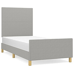 Maison Chic Lit adulte - Cadre Structure de lit avec tête de lit Contemporain Gris clair 90x190 cm Tissu -MN28706