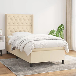 Maison Chic Structures de lit + matelas,Lit à sommier tapissier avec matelas Crème 80x200 cm Tissu -MN98726