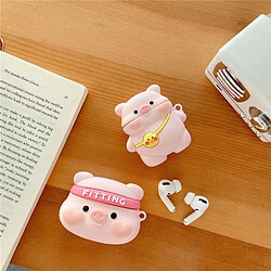 GUPBOO Airpods Coque Housse Étui Protecteur Compatible pour AirPods 3-Sac à dos de dessin animé Lutte Cochon Silicone