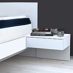 Le Quai Des Affaires Lit COOL 140x190 cm + 2 chevets + sommier + matelas CASSIE / Blanc pas cher