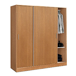 Pegane Armoire / placard de rangement de 2 portes coulissantes coloris Merisier - longueur 182 x profondeur 56 x hauteur 200 cm