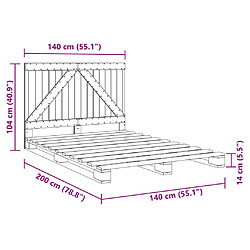 Vidaxl Cadre de lit avec tête de lit gris 140x200 cm bois pin massif pas cher