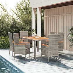 Maison Chic Mobilier à dîner 7 pcs de jardin avec coussins - Ensemble table et chaises d'extérieur - Salon/Mobilier de jardin classique gris rotin -MN34390