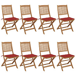 vidaXL Chaises pliables de jardin lot de 8 avec coussins Bois d'acacia