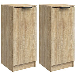 vidaXL Buffets 2 pcs Chêne Sonoma 30x30x70 cm Bois d'ingénierie