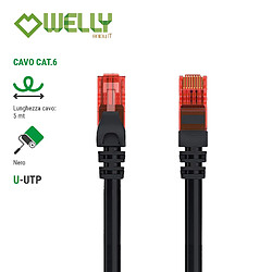 Welly Enjoy WY40155 5m CAT.6 Ethernet Cble Gigabit LAN Réseau - 2x fiches RJ45 - haute vitesse 10/100/1000 Mo/s - UTP - PC/Switch/Router/Modem/TV Box/Consoles de Jeux Vidéo - Colouer Noir