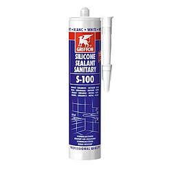 mastic silicone sanitaire - griffon s-100 - base acétique - blanc - 300 ml - griffon 1249325