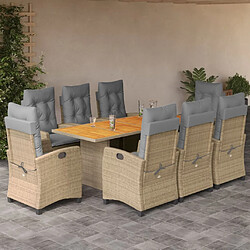 vidaXL Ensemble à manger de jardin et coussins 9 pcs mélange beige