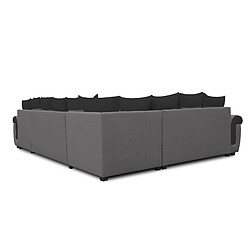 Bestmobilier Henry - canapé panoramique d'angle réversible - 7 places - convertible avec coffre - en tissu et PU pas cher