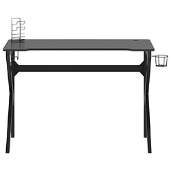 Helloshop26 Bureau table poste de travail meuble d'ordinateur informatique étude de jeu avec pieds en forme de K 110 x 60 x 75 cm noir 02_0023769