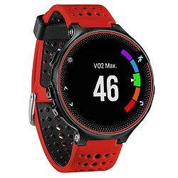 Avis Bracelet en silicone trous ronds bicolores rouge/noir pour votre Garmin Forerunner 220/230/235/620/630