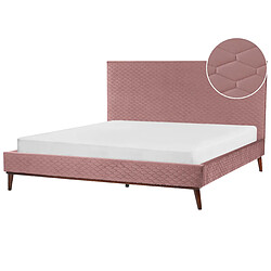 Beliani Lit double en velours rose 180 x 200 cm BAYONNE