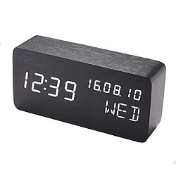 CHAUDE led réveil, En Bois led alarme numérique Horloge, Affiche L'heure Date Semaine Et Température, cube En Bois en forme De Son