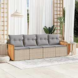 Maison Chic Salon de jardin avec coussins 4 pcs | Ensemble de Table et chaises | Mobilier d'Extérieur beige résine tressée -GKD54280