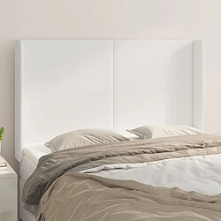 Maison Chic Tête de lit scandinave avec oreilles,meuble de chambre Blanc 147x16x118/128 cm Similicuir -MN26485