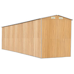 Avis Helloshop26 Abri de jardin cabane cabanon maison de stockage remise extérieur hangar outils robuste clair 192 x 772 x 223 cm acier galvanisé marron 02_0022309