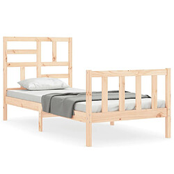 Maison Chic Cadre/structure de lit avec tête de lit pour adulte - Lit Moderne Chambre 90x200 cm bois massif -MN98405 